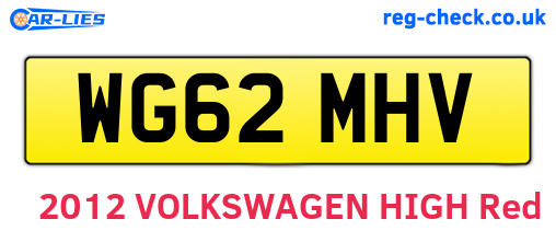WG62MHV are the vehicle registration plates.