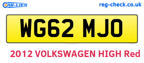 WG62MJO are the vehicle registration plates.