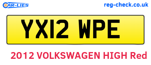 YX12WPE are the vehicle registration plates.
