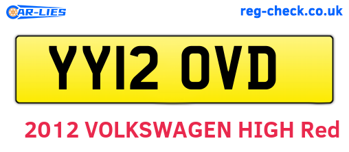 YY12OVD are the vehicle registration plates.