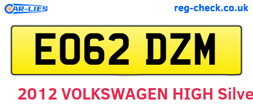 EO62DZM are the vehicle registration plates.