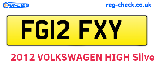 FG12FXY are the vehicle registration plates.