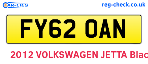 FY62OAN are the vehicle registration plates.