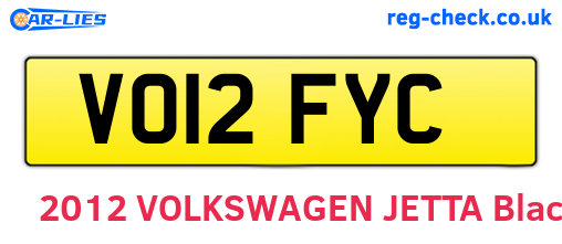 VO12FYC are the vehicle registration plates.