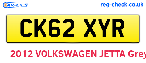 CK62XYR are the vehicle registration plates.