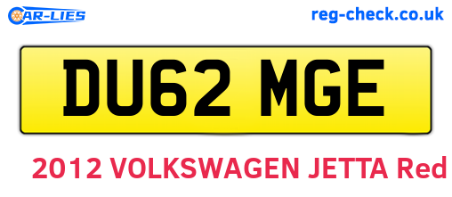 DU62MGE are the vehicle registration plates.