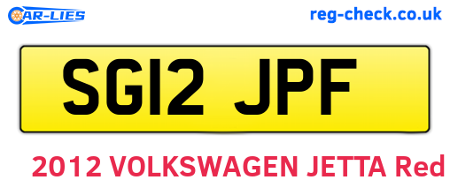 SG12JPF are the vehicle registration plates.