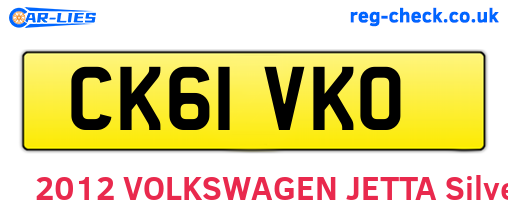 CK61VKO are the vehicle registration plates.