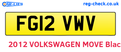 FG12VWV are the vehicle registration plates.