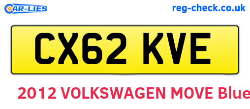 CX62KVE are the vehicle registration plates.