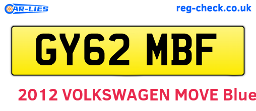 GY62MBF are the vehicle registration plates.