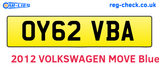 OY62VBA are the vehicle registration plates.
