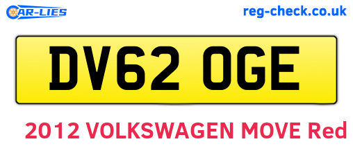 DV62OGE are the vehicle registration plates.