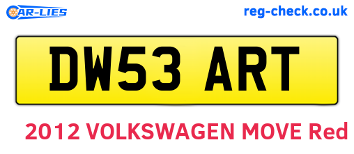 DW53ART are the vehicle registration plates.