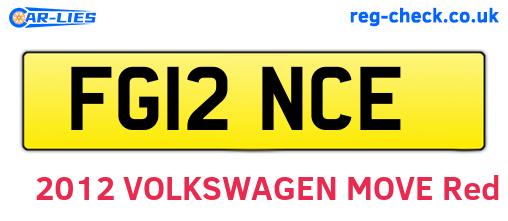FG12NCE are the vehicle registration plates.