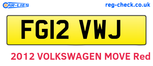 FG12VWJ are the vehicle registration plates.