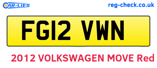 FG12VWN are the vehicle registration plates.