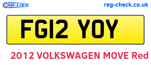 FG12YOY are the vehicle registration plates.