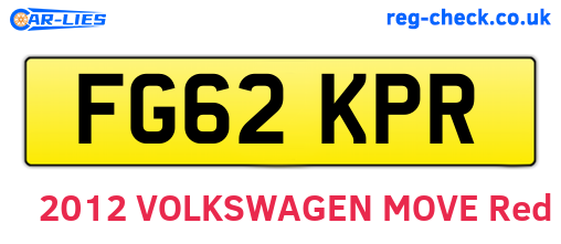 FG62KPR are the vehicle registration plates.