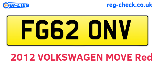 FG62ONV are the vehicle registration plates.