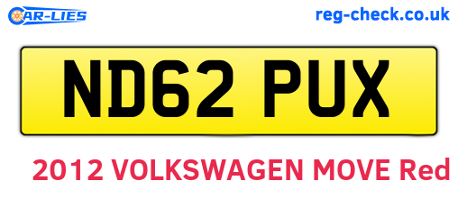 ND62PUX are the vehicle registration plates.