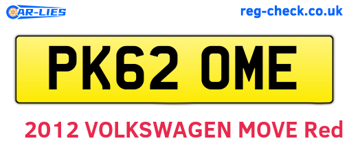 PK62OME are the vehicle registration plates.