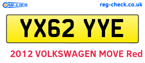 YX62YYE are the vehicle registration plates.