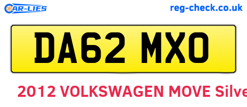 DA62MXO are the vehicle registration plates.