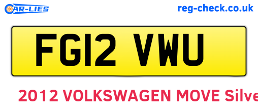 FG12VWU are the vehicle registration plates.