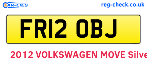 FR12OBJ are the vehicle registration plates.