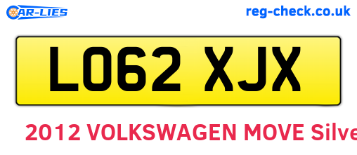 LO62XJX are the vehicle registration plates.