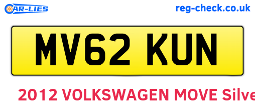 MV62KUN are the vehicle registration plates.