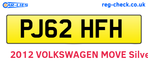 PJ62HFH are the vehicle registration plates.