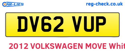 DV62VUP are the vehicle registration plates.