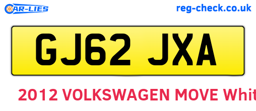 GJ62JXA are the vehicle registration plates.