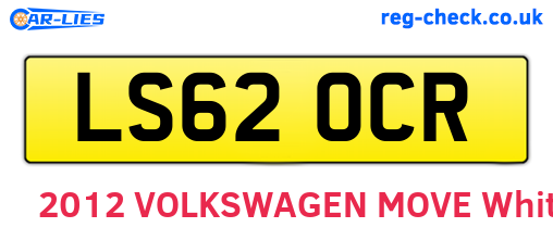 LS62OCR are the vehicle registration plates.
