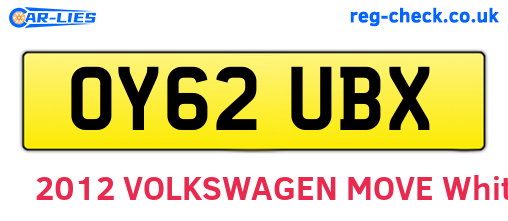 OY62UBX are the vehicle registration plates.