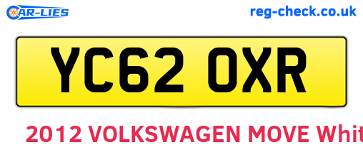 YC62OXR are the vehicle registration plates.