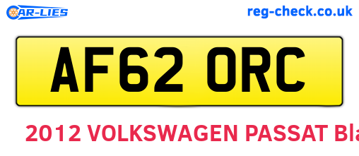 AF62ORC are the vehicle registration plates.