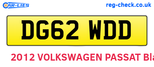 DG62WDD are the vehicle registration plates.