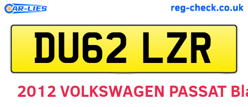 DU62LZR are the vehicle registration plates.