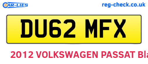 DU62MFX are the vehicle registration plates.
