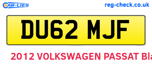 DU62MJF are the vehicle registration plates.