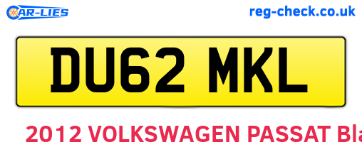 DU62MKL are the vehicle registration plates.
