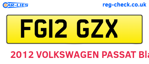 FG12GZX are the vehicle registration plates.