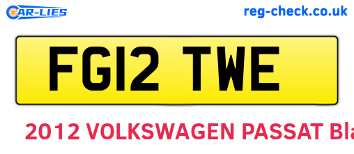 FG12TWE are the vehicle registration plates.