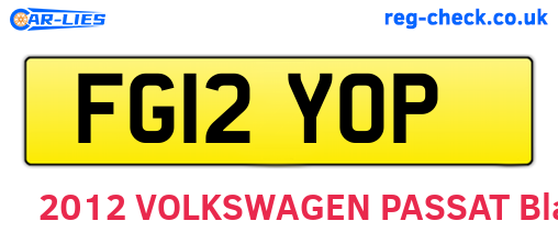FG12YOP are the vehicle registration plates.