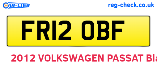 FR12OBF are the vehicle registration plates.