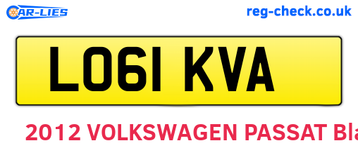LO61KVA are the vehicle registration plates.