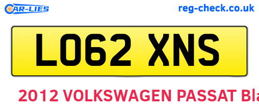 LO62XNS are the vehicle registration plates.